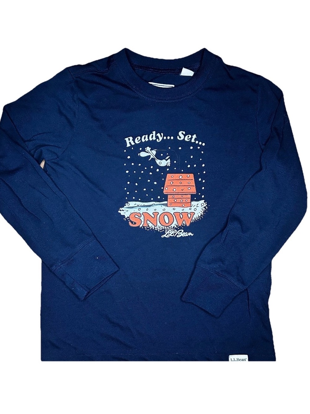 L.L. Bean Kids Navy 'Ready Set Snow' snoopy from Peanuts Long Sleeve Tee